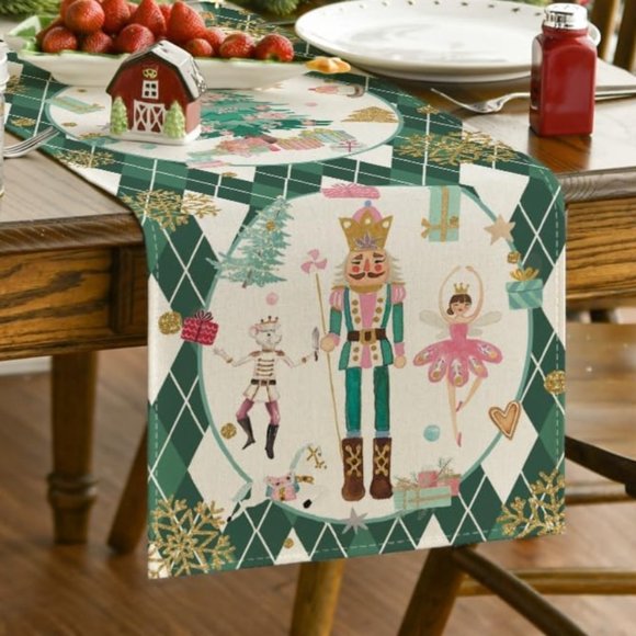 Nutcracker Table Runner Christmas Decor Xmas Holiday Decoration Decorative Cloth - Picture 2 of 4